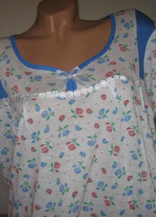 Ночная рубашка euro 100% тонкий хлопок  узбекистан размер 50-52, короткий рукав 3 расцветки2 фото