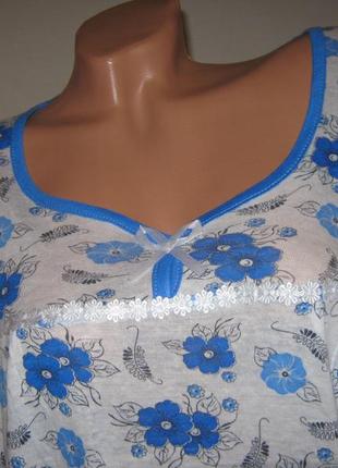 Ночная рубашка euro 100% тонкий хлопок  узбекистан размер 50-52, короткий рукав 3 расцветки7 фото
