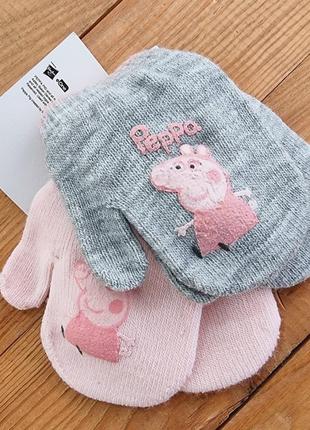Комплект — рукавиці для дівчинки, колір сірий, рожевий