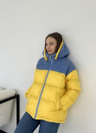 Женская зимняя куртка forest жовто блакитна3 фото