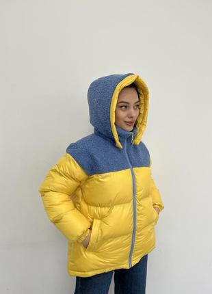 Женская зимняя куртка forest жовто блакитна4 фото