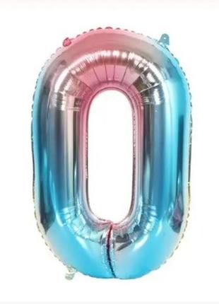 Шар цифра 0 різнокольорова, довжина 70см, (без гелію), фольга