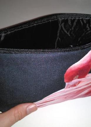 Нова трендова модна чорна містка сумочка рожевий фламінго 3д3 фото