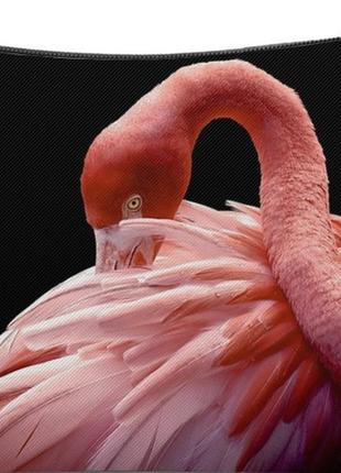 Новая трендовая модная черная вместительная косметичка розовый фламинго 3д5 фото