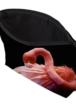 Трендовая модная черная вместительная органайзер косметичка c фламинго 3d3 фото
