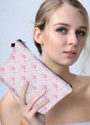 Новая модная классная вместительная органайзер косметичка c фламинго4 фото