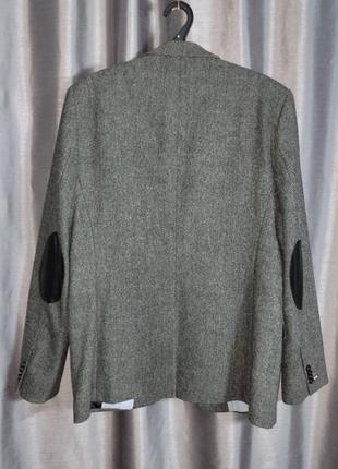 Твидовый мужской пиджак с латками из кожи h&m2 фото