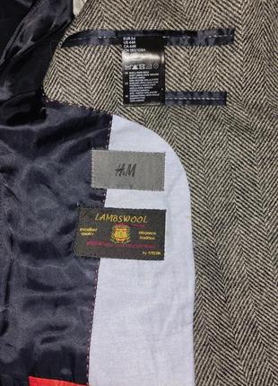 Твидовый мужской пиджак с латками из кожи h&m4 фото