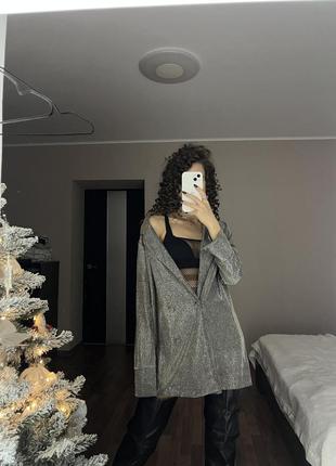 Пиджак серебряный блестящий