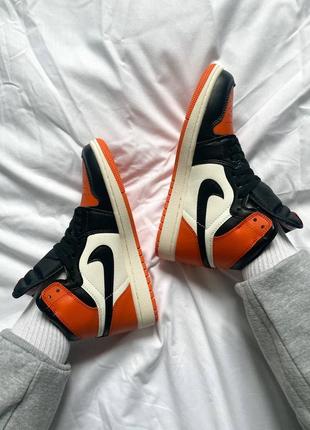 Женские высокие кожаные кроссовки nike air jordan 1 retro reverse shattered backboard#найк