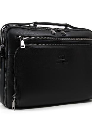 Сумка мужская портфель кожаный bretton be 3492-8 black1 фото