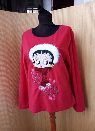 Подарочный флисовый теплый свит шот  с надписью / кофта  betty boop