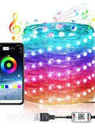 Умная rgb гирлянда 3м, 30led с bluetooth / led лента / новогодняя смарт гирлянда нить3 фото