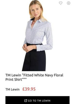 Рубашка с потайной планкой приталенный силуэт в цветочек орнамент круглый воротник принт t.m.lewin блузка хлопок коттон8 фото