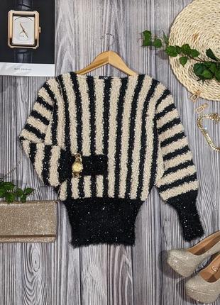 Шеніловий светр з паєтками та травкою #1818