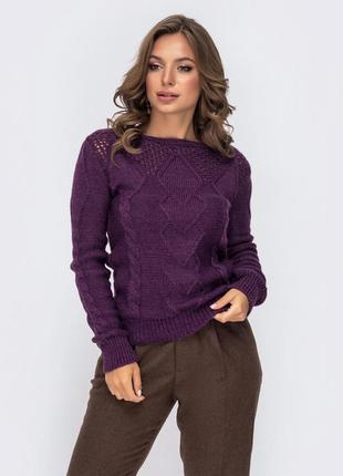 Ажурный свитер арт. 12112, фиолетовый