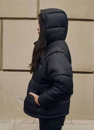 Жіноча куртка оверсайз чорна / зимовий пуховик до - 20*с3 фото