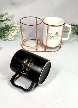 Набір чашок на металічній стійці☕2 фото