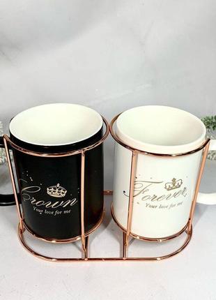 Набір чашок на металічній стійці☕3 фото