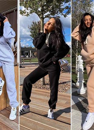 Женский спортивный костюм худи с капюшоном карман кенгуру штаны верз низ резинка с карманами