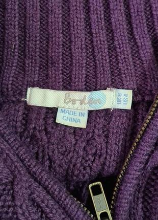 Теплий вовняний в'язаний светр із горлом із косами на блискавці 3/43 фото