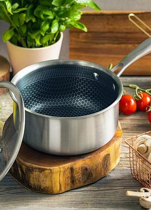 Сотейник ковш из нержавеющей стали 1.5 л edenberg eb-17001 ковш с индукционным дном антипригарный сотейник