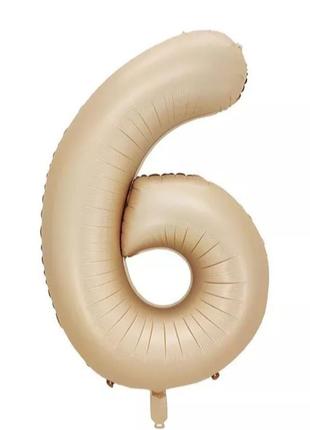 Шарик цифра 6 карамельная, длина 70см, без гелия, фольга