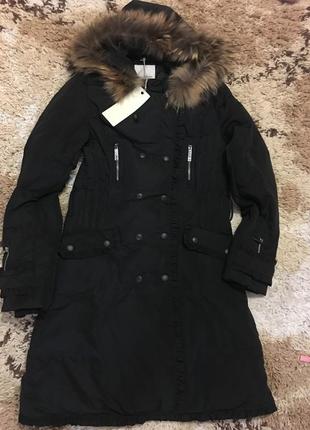 Шикарный итальянский фирменный пуховик с натуральным мехом henry cottons оригинал!