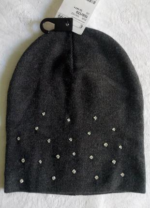 Двошарова шапка h&m зі стразами. р. 158/170(12-14 років).3 фото