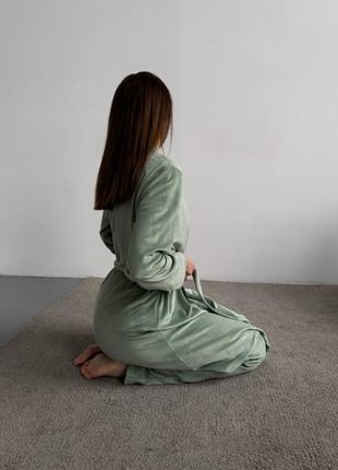 Велюровая пижама тройка велюровый халат пижамный костюм5 фото