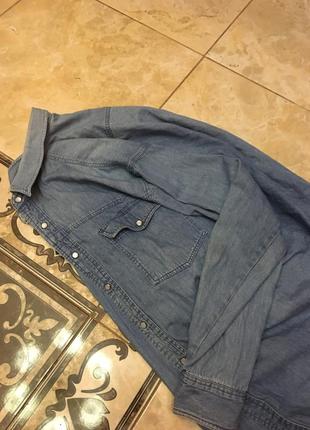 Джинсовая рубашка накидка на пуговицах с длинным рукавом оверсайз унисекс1 фото
