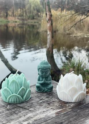 Набір соєвих свічок будда та 2 лотоси