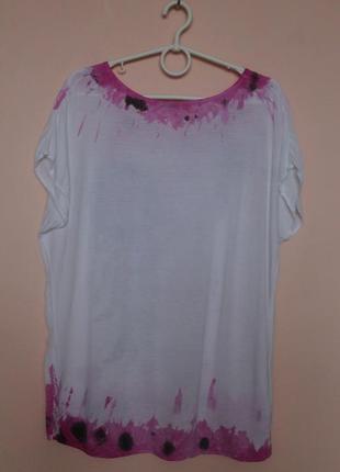 Белая с розовым итальянская натуральная футболка, футболочка, блузка, блуза италия 50-52 р.5 фото