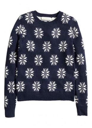Свитер джемпер пуловер светр снежинки с шерстью2 фото