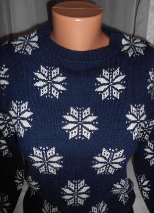 Свитер джемпер пуловер светр снежинки с шерстью6 фото