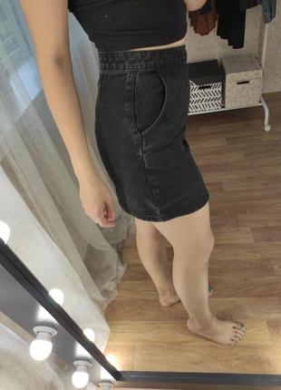 Міні чорна спідниця джинсова topshop3 фото