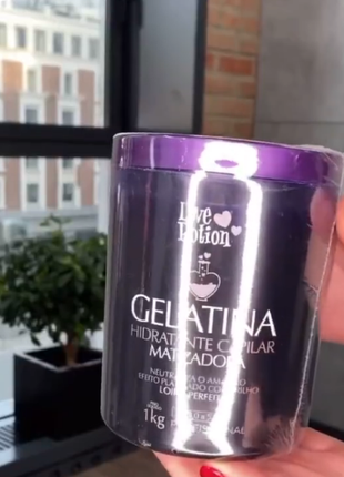 Коллаген для волос с матирующим эффектом love potion gelatina matizadora 1000 мл2 фото