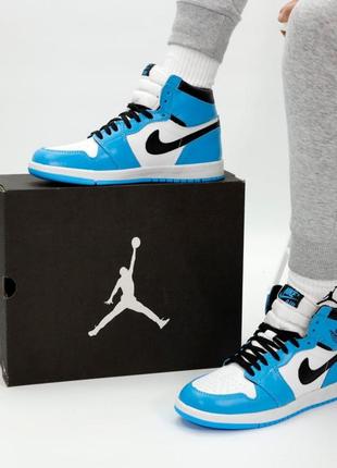 Женские кроссовки nike air jordan 1 high blue white 36-37-38-39-40-412 фото