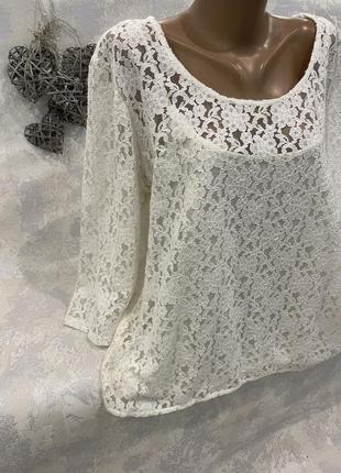 Нежная  белая блуза ажур2 фото