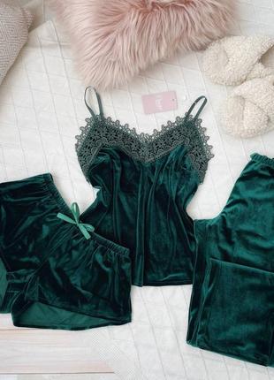 Бархатний комплект трійка майка шорти штани  . плюшевий комплект майка шорти штани