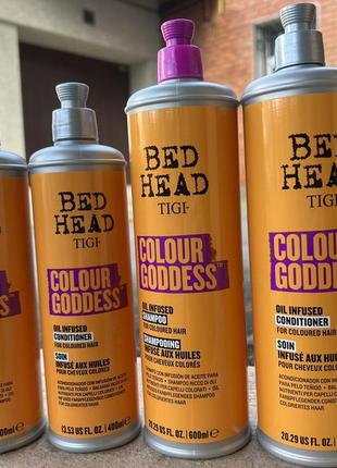 Шампунь, кондиціонер для фарбованого волосся tigi bed head colour goddess oil infused1 фото