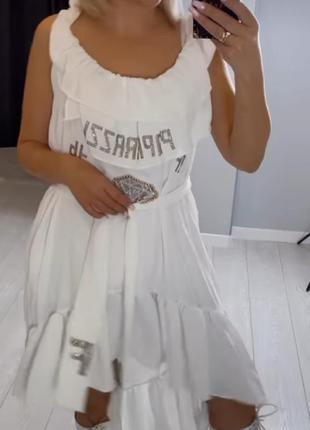 Шикарный белый сарафан,платье рюши,воланы, бренд.2 фото