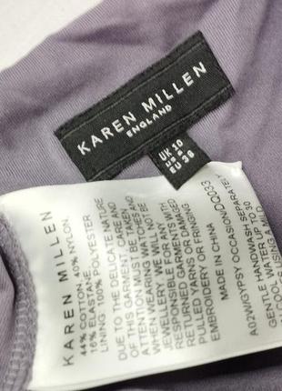 Лавандовое платье миди с бахромой вышивкой сетка декольте karen millen5 фото