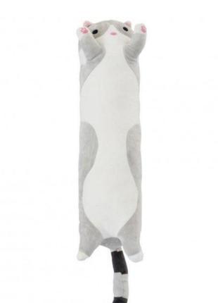 Іграшка подушка кіт обіймашка батон (50 см) сірий2 фото