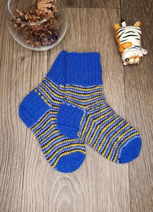Новорічні дитячі шкарпетки теплі шерстяні в'язані на подарунок 2 роки handmade