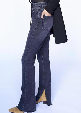 Джинси з розрізами внизу висока талія zara оригінал