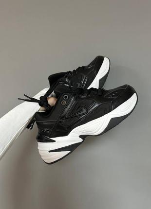 Стильные женские мужские кроссовки nike m2k tekno black/white чёрно-белые5 фото