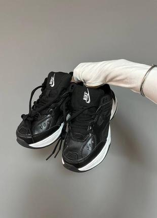 Стильные женские мужские кроссовки nike m2k tekno black/white чёрно-белые8 фото