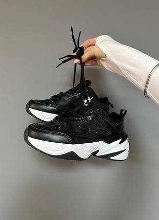 Стильные женские мужские кроссовки nike m2k tekno black/white чёрно-белые3 фото