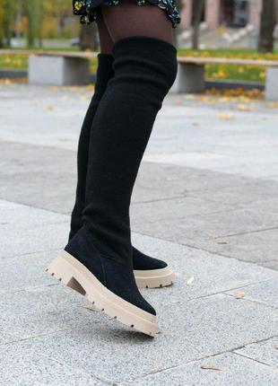 Супер стильні замшеві чоботи-панчохи в наявності та під відшив демі / зима 💛💙🏆3 фото